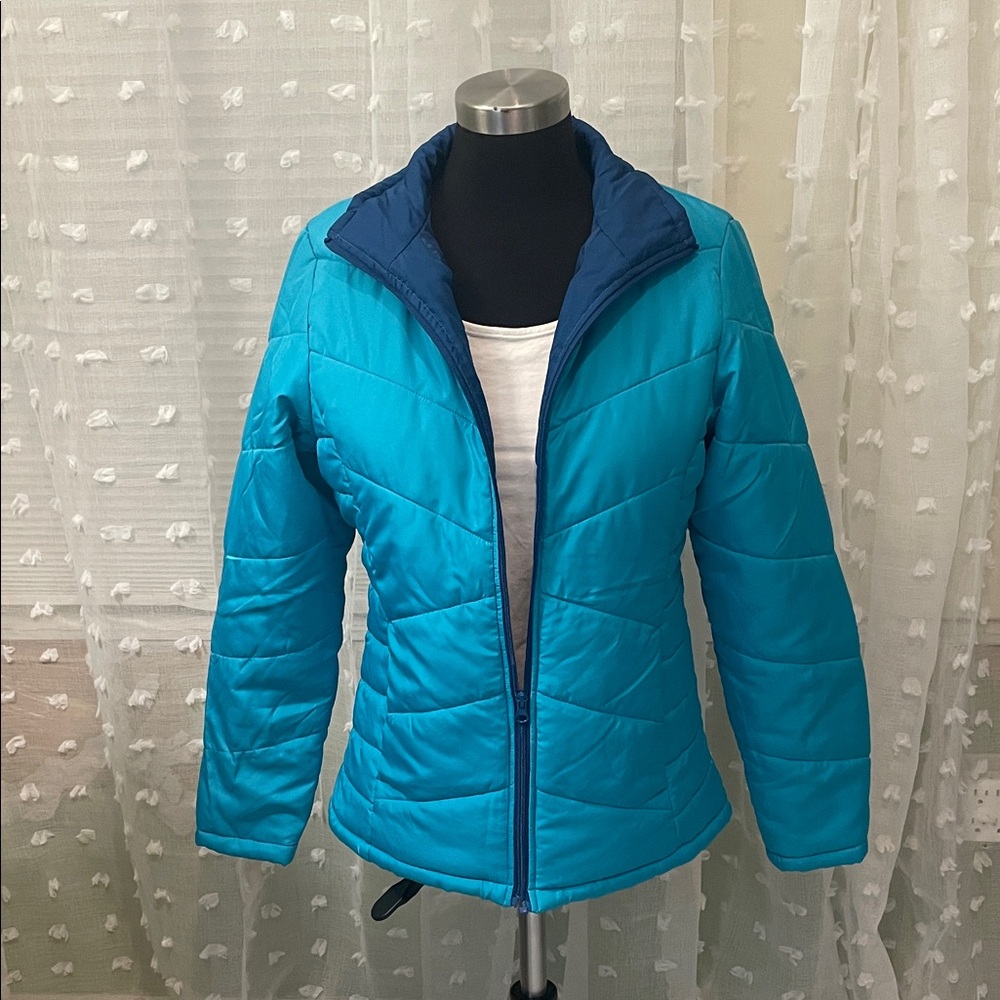 Faded Glory Women's Teal and Navy Quilted Jacket Size M